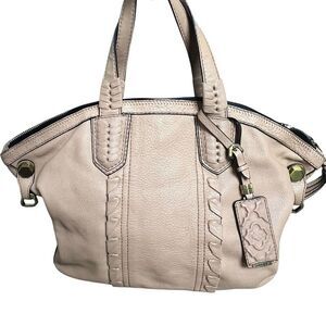 OrYany Tan Beige Cassie Pebbled Leather Satchel Bag Braided